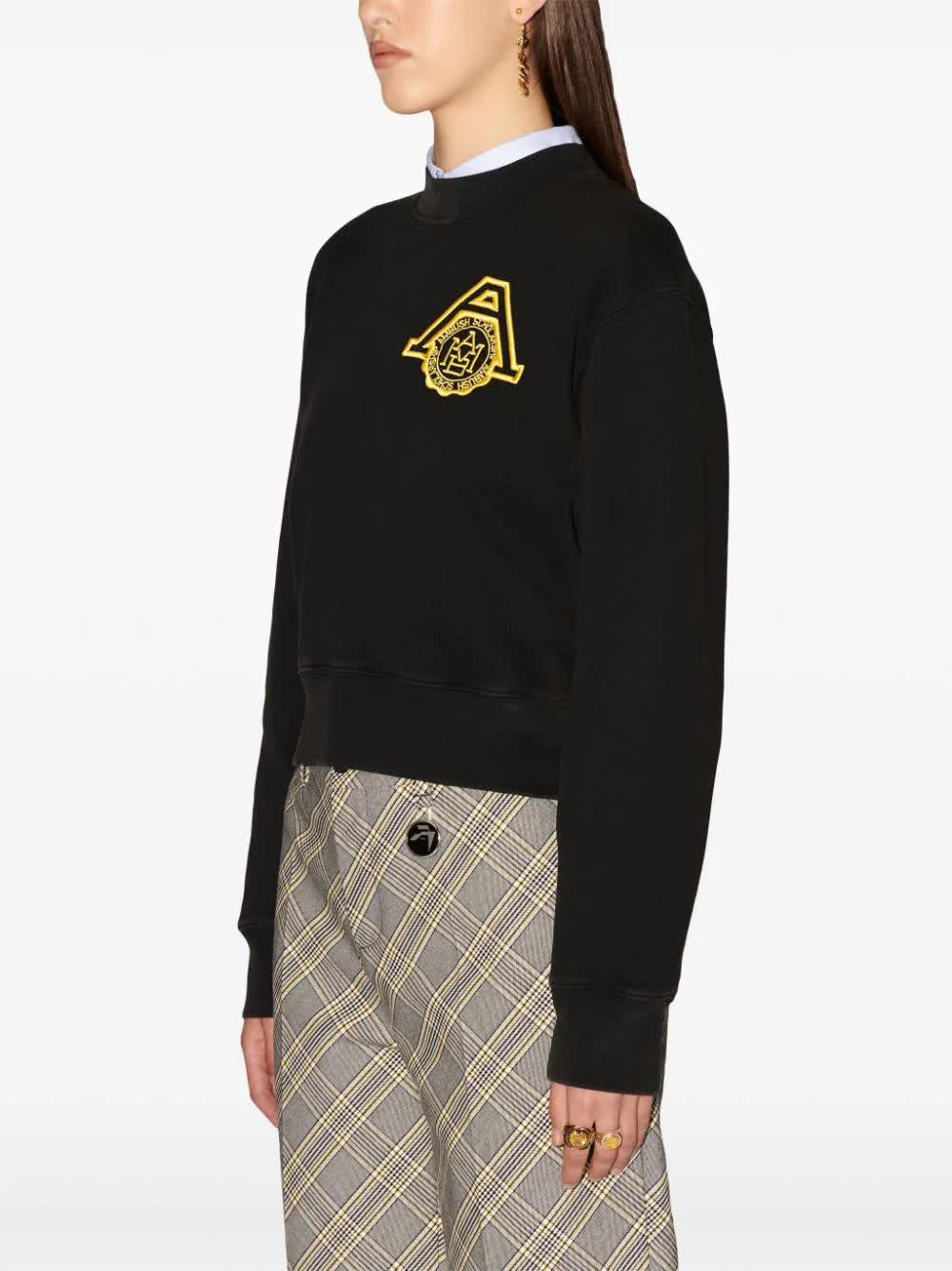 Scholarship Cropped Sweater Black Felpa
