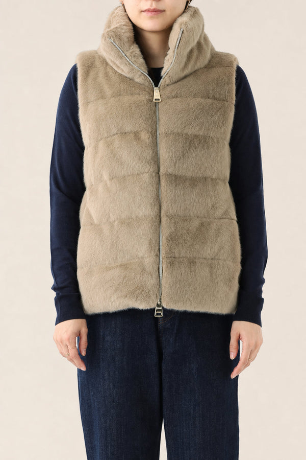 Herno Womens Camel Faux Fur Vest Clothing