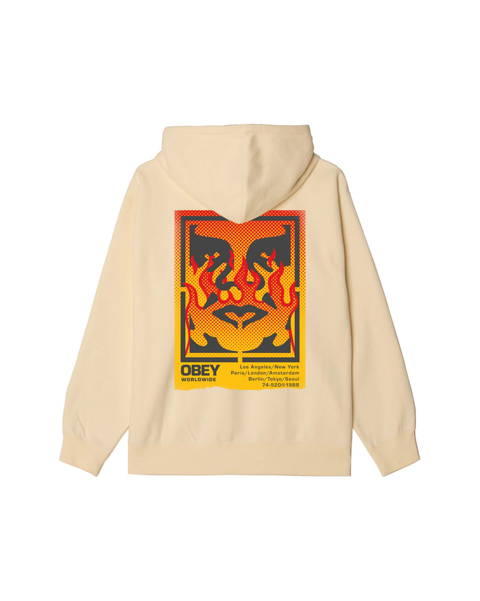 Icon Stencil Flame Fleece Blue Cotton Polyester Sweatshirt