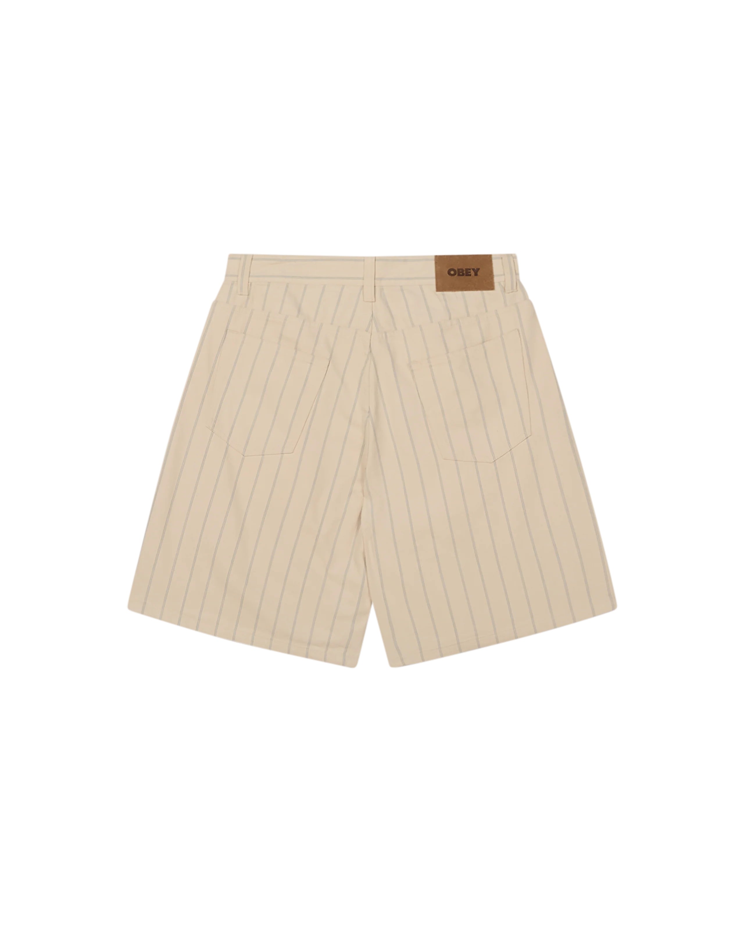 Stripe Baggy Denim Short Brown Cotton Jean