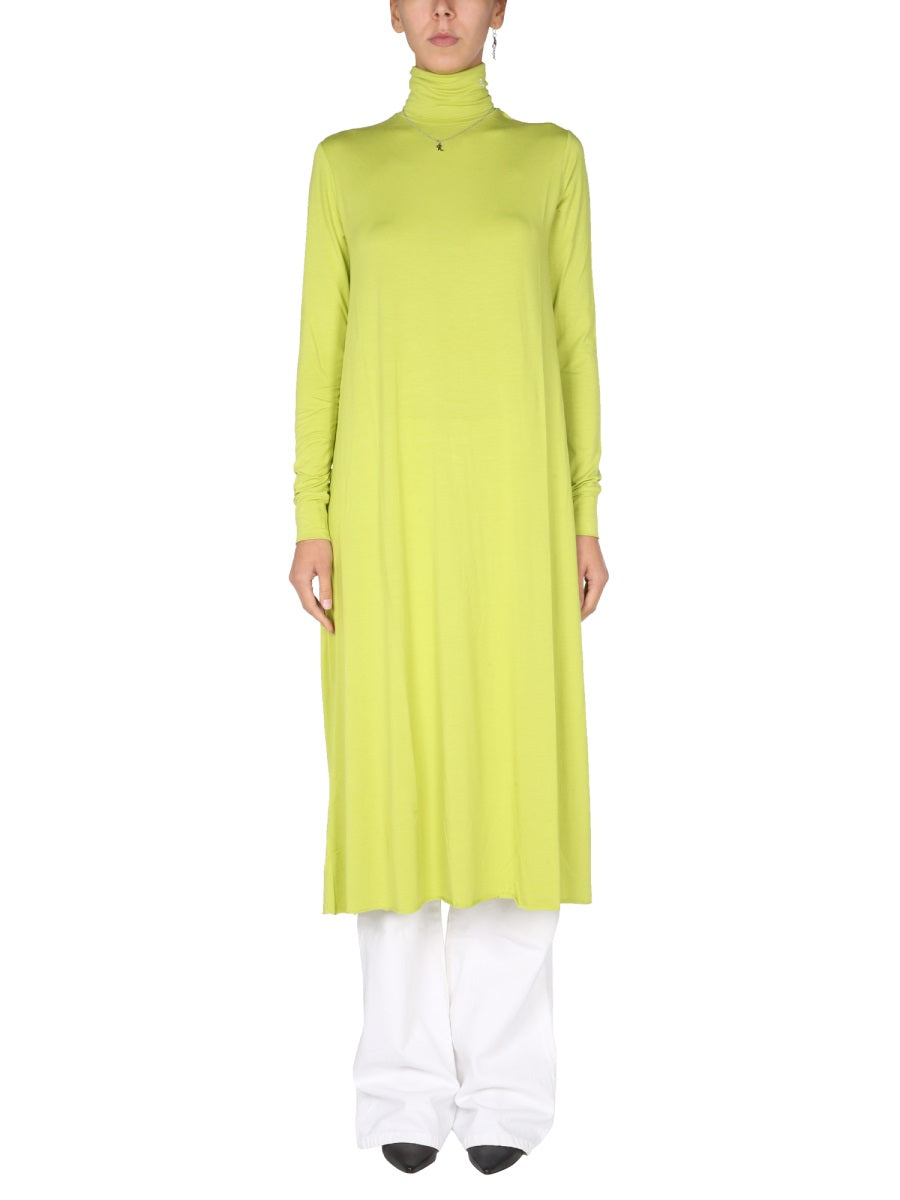 Jersey Long Dress With Embroidered Details Green Cotton