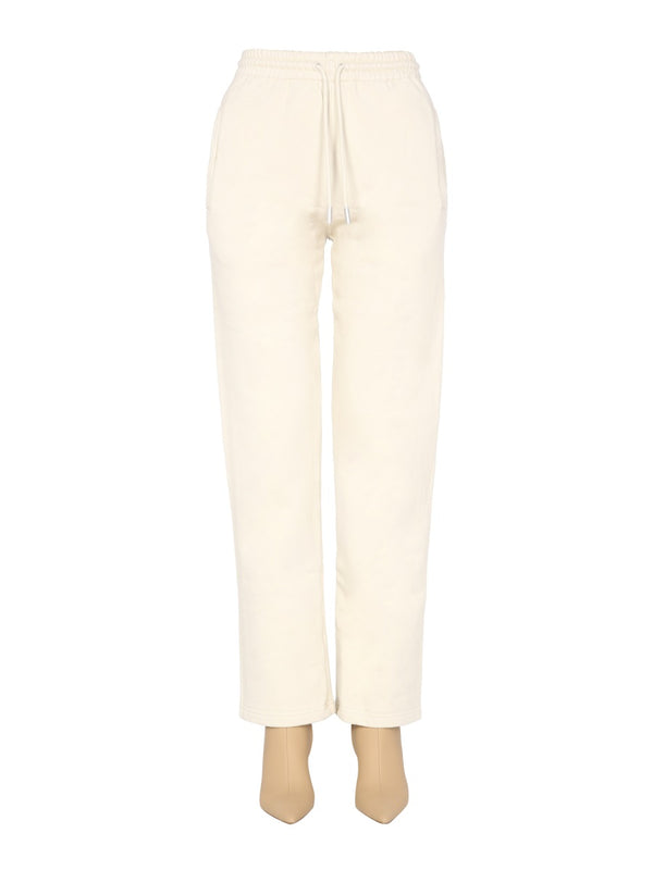 Rubber Arrow Jogging Pants White Cotton Trousers