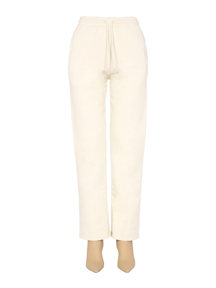 Rubber Arrow Jogging Pants White Cotton Trousers