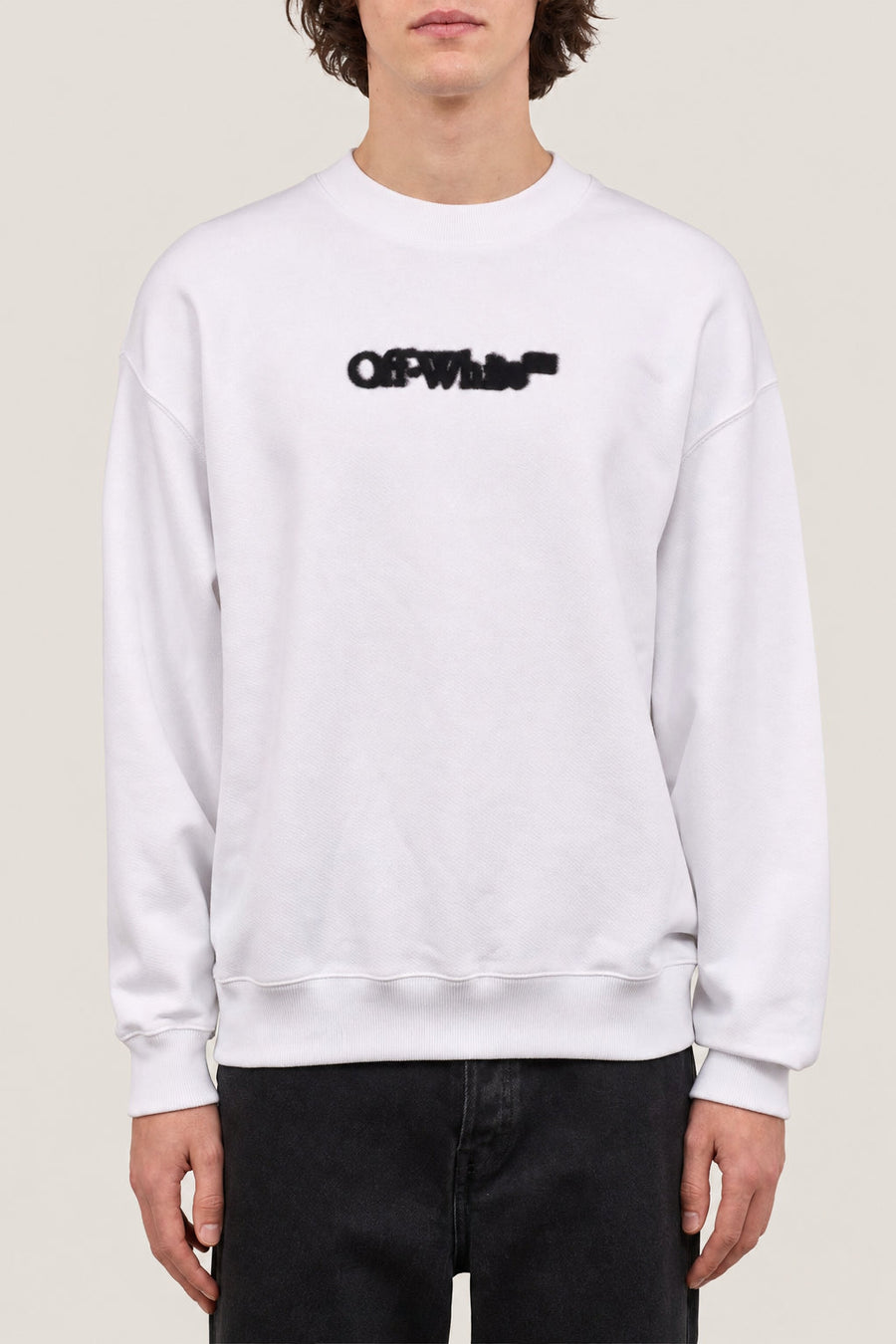 Off-White Mens White Cotton Crewneck Sweater Clothing