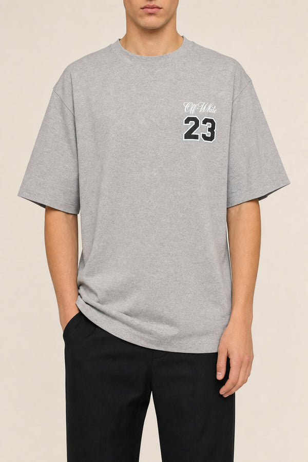 Off-White Mens Skate Fit Varsity Gray Short Sleeve Tee Shirt Nwt Msrp $445.00