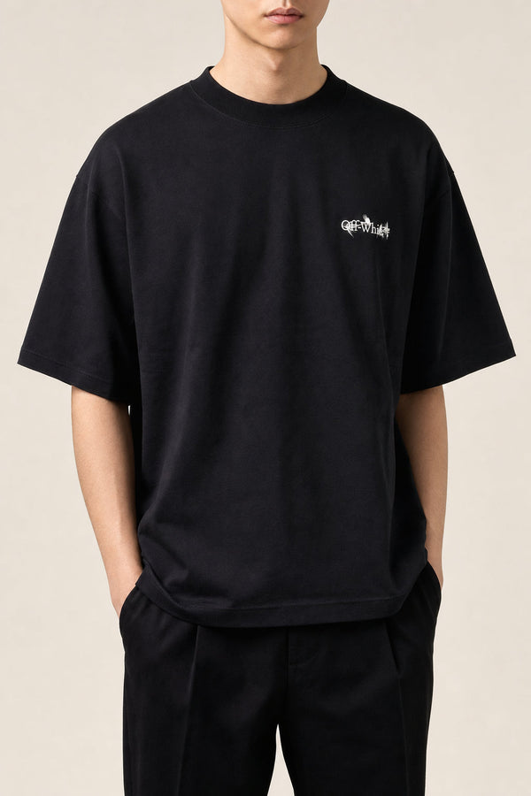 Off-White Mens Black Cotton Oversized Shirt