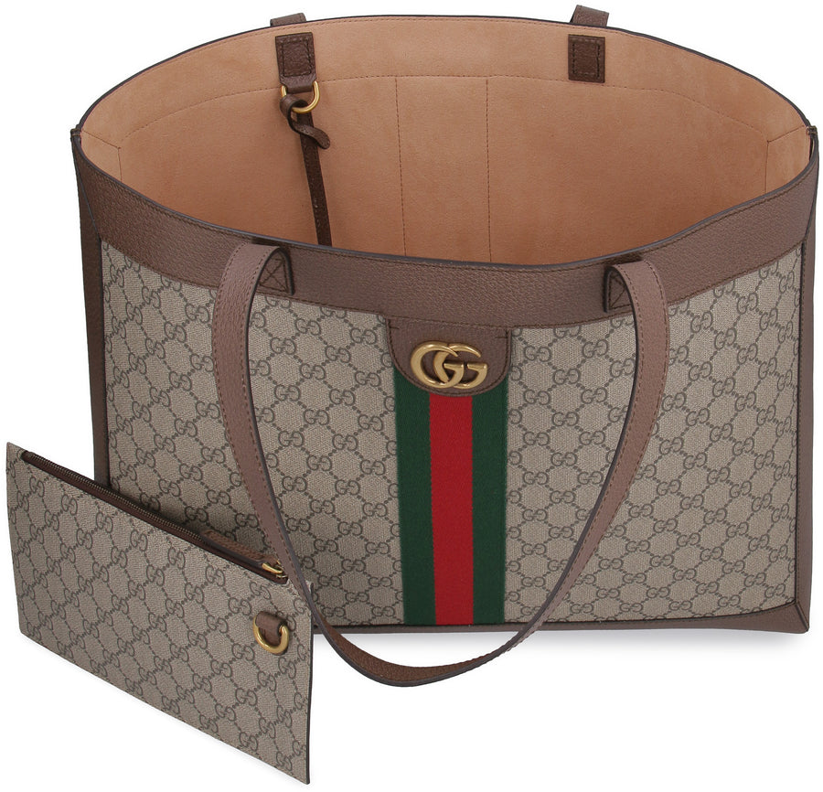 Gucci Ophidia Gg Supreme Fabric Tote Bag Beige Calf