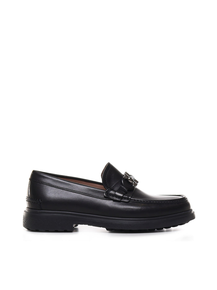 Ferragamo Flat Shoes Black Calfskin