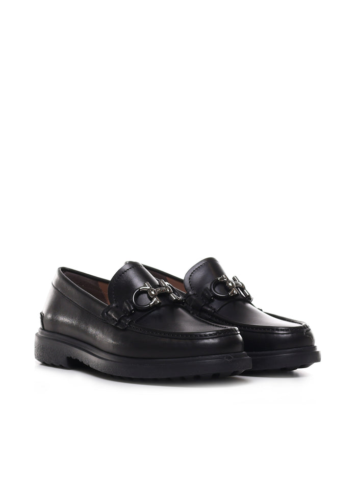 Ferragamo Flat Shoes Black Calfskin