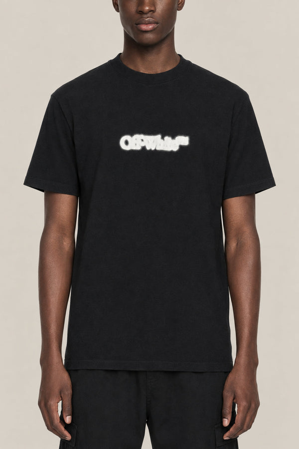 Off-White Mens Black Cotton Spray Print Shirt