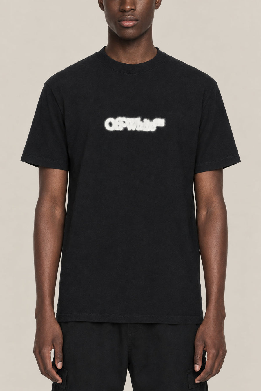 Off-White Mens Black Cotton Spray Print Shirt