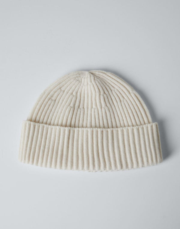 Brunello Cucinelli Mens Off White Wool Ribbed Knit Hat