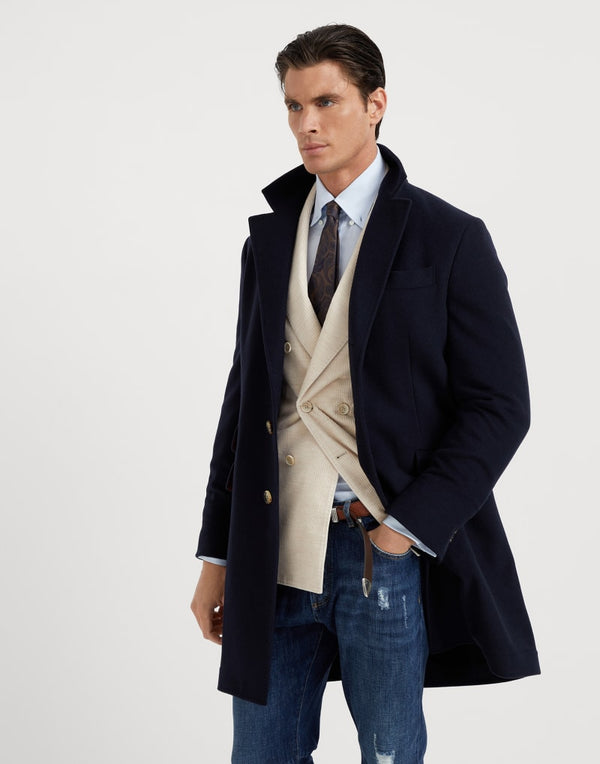 Brunello Cucinelli Mens Navy Wool Single Breasted Jacket