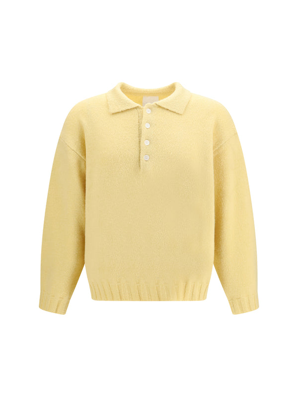 Long Sleeve Polo Sweater Pastel Yellow