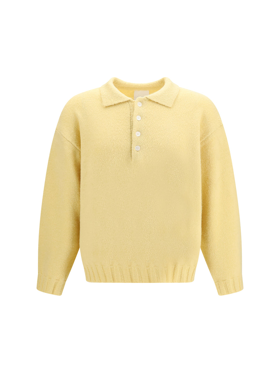 Long Sleeve Polo Sweater Pastel Yellow