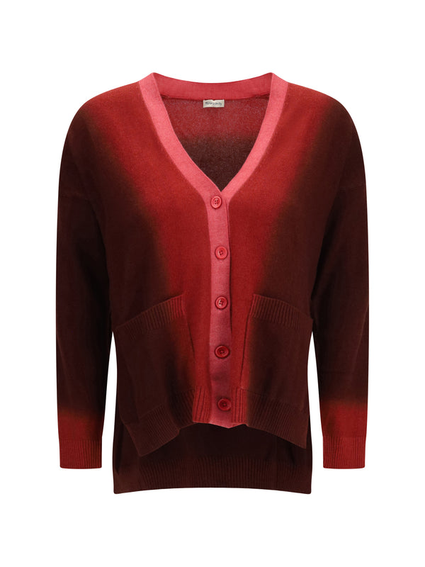 Cardigan Ombré Cashmere With Pockets Elder/ruby