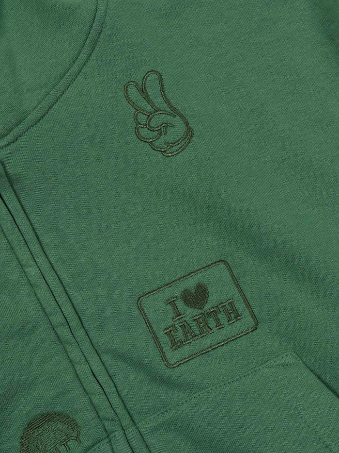 Marley Hoodies Green Cotton Polyester Sweatshirt
