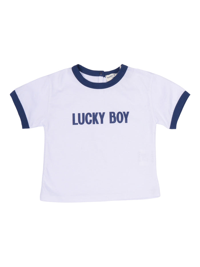 Lucky T-Shirt White Cotton Short Sleeves