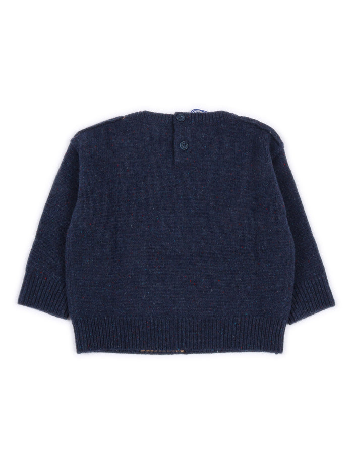 Inf Boy Knits Blue Wool Merino Crewneck