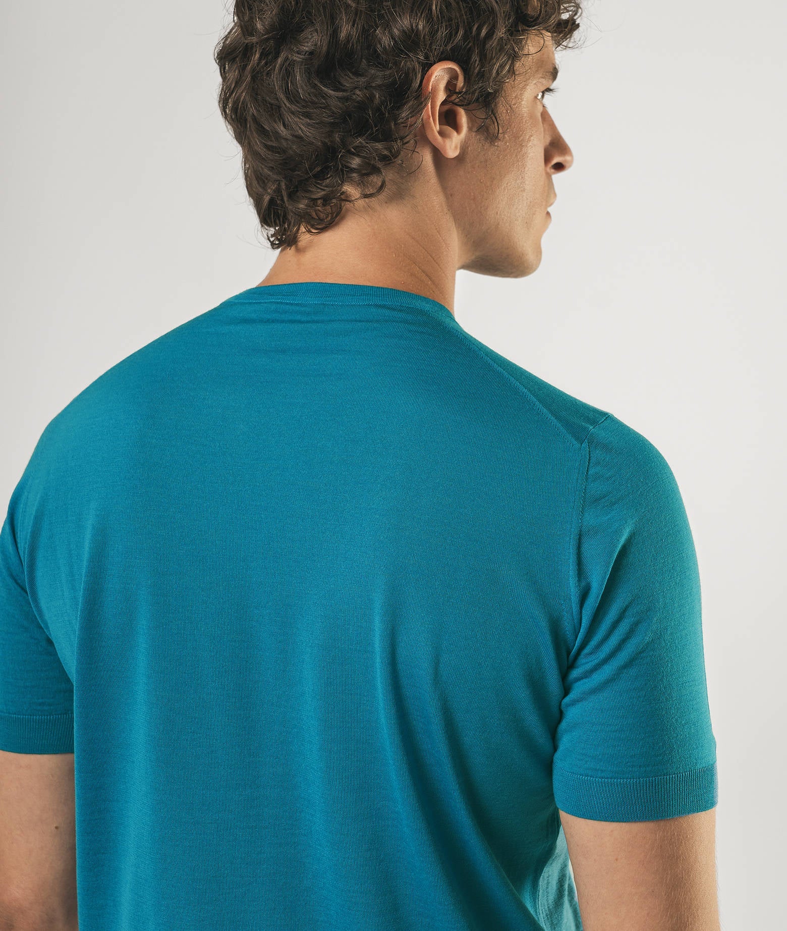 Wool T-Shirt Mentone Skyblue Round Neck