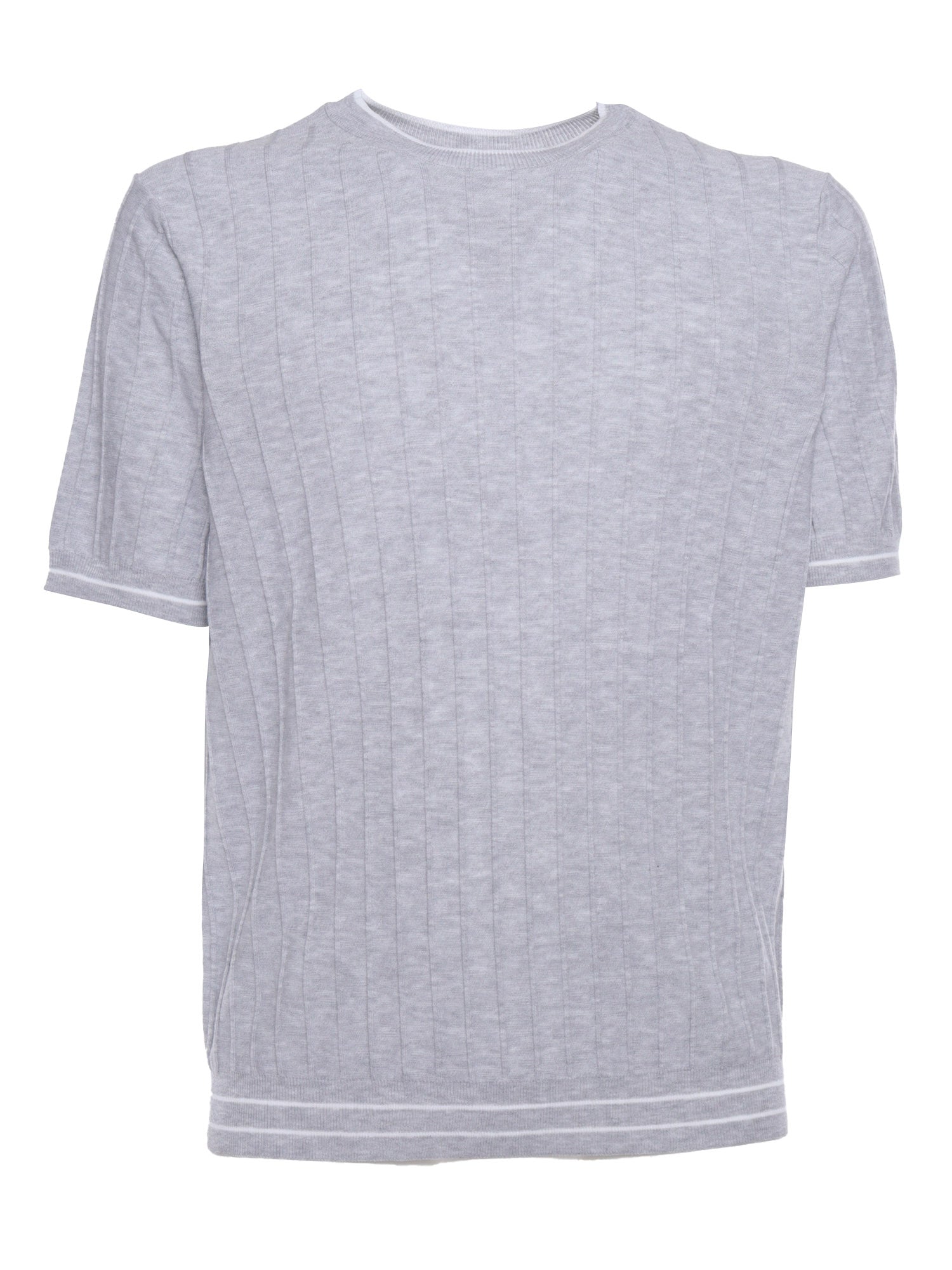 Knitted T-shirt Grey Cotton Short Sleeves