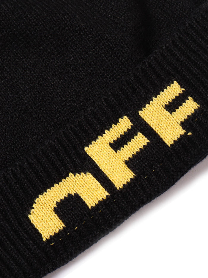 Type Logo Beanie Black - Yellow Cotton Hat