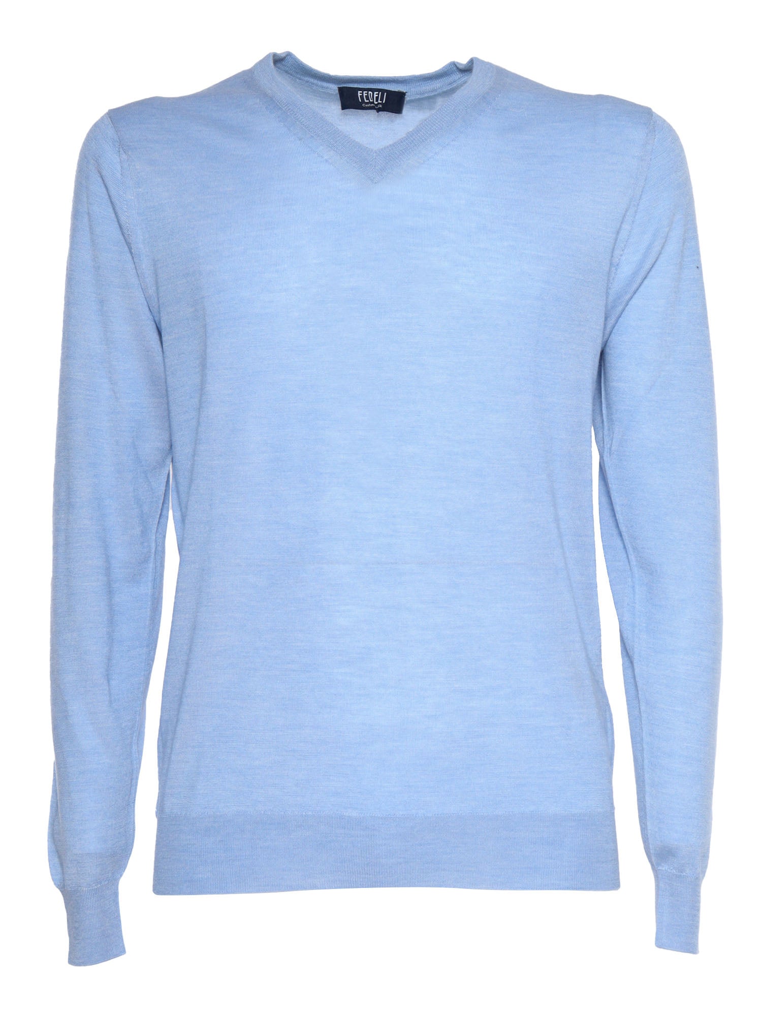 V-neck pullover Light Blue Cashmere Silk V Neck Sweater
