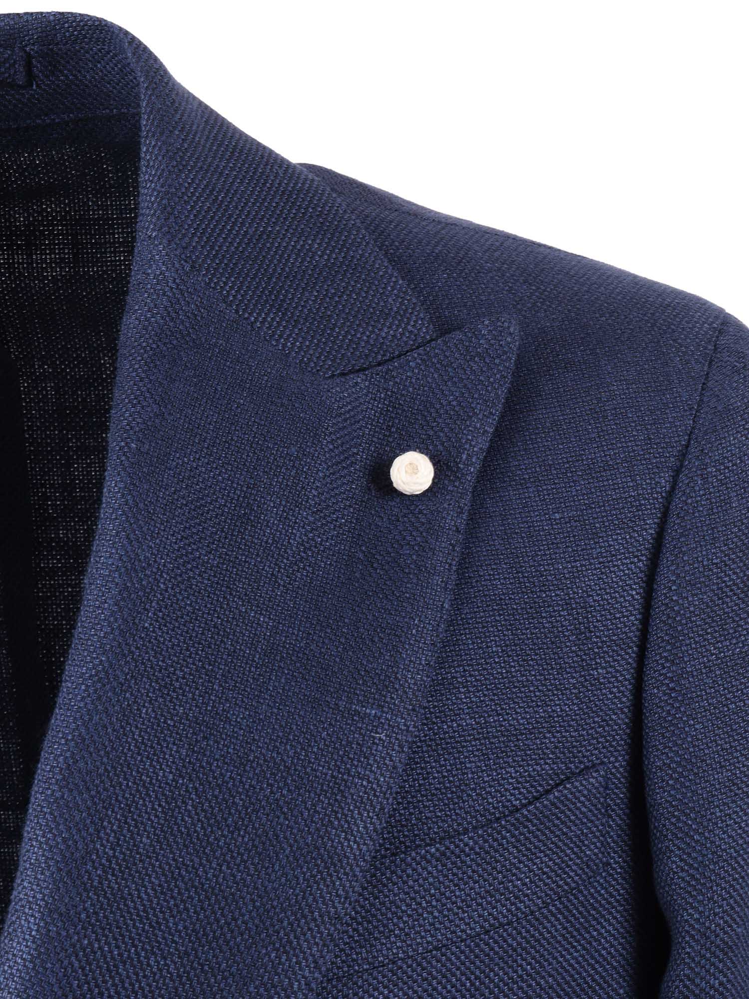 Jacket Blue Linen Virgin Wool