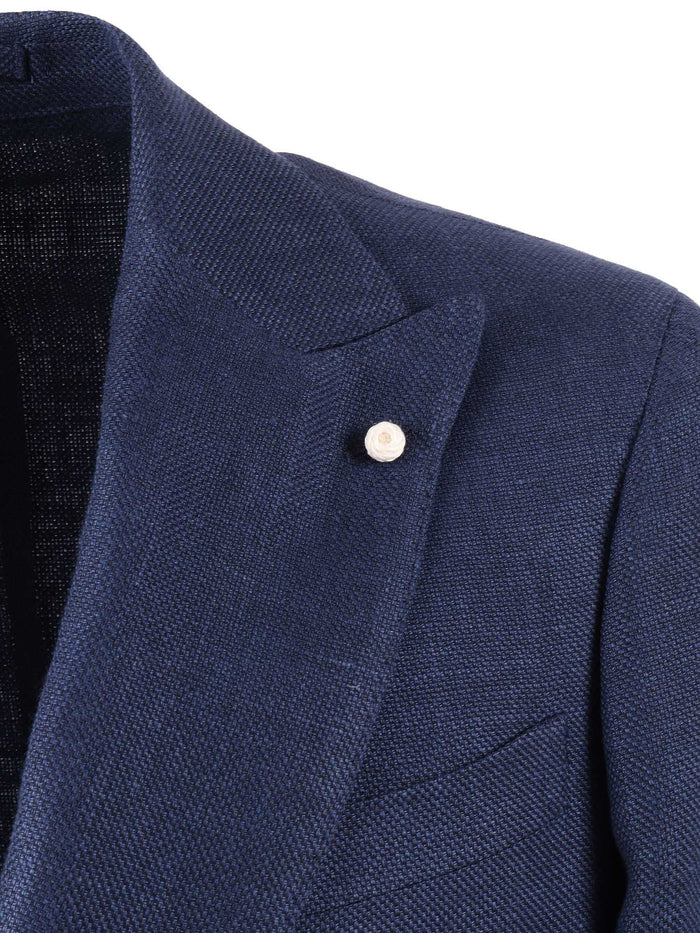 Jacket Blue Linen Virgin Wool