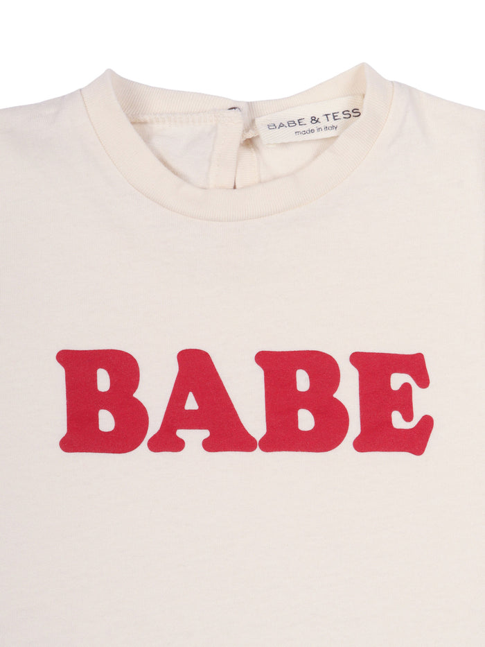 Babe T-Shirt Beige Cotton Short Sleeves