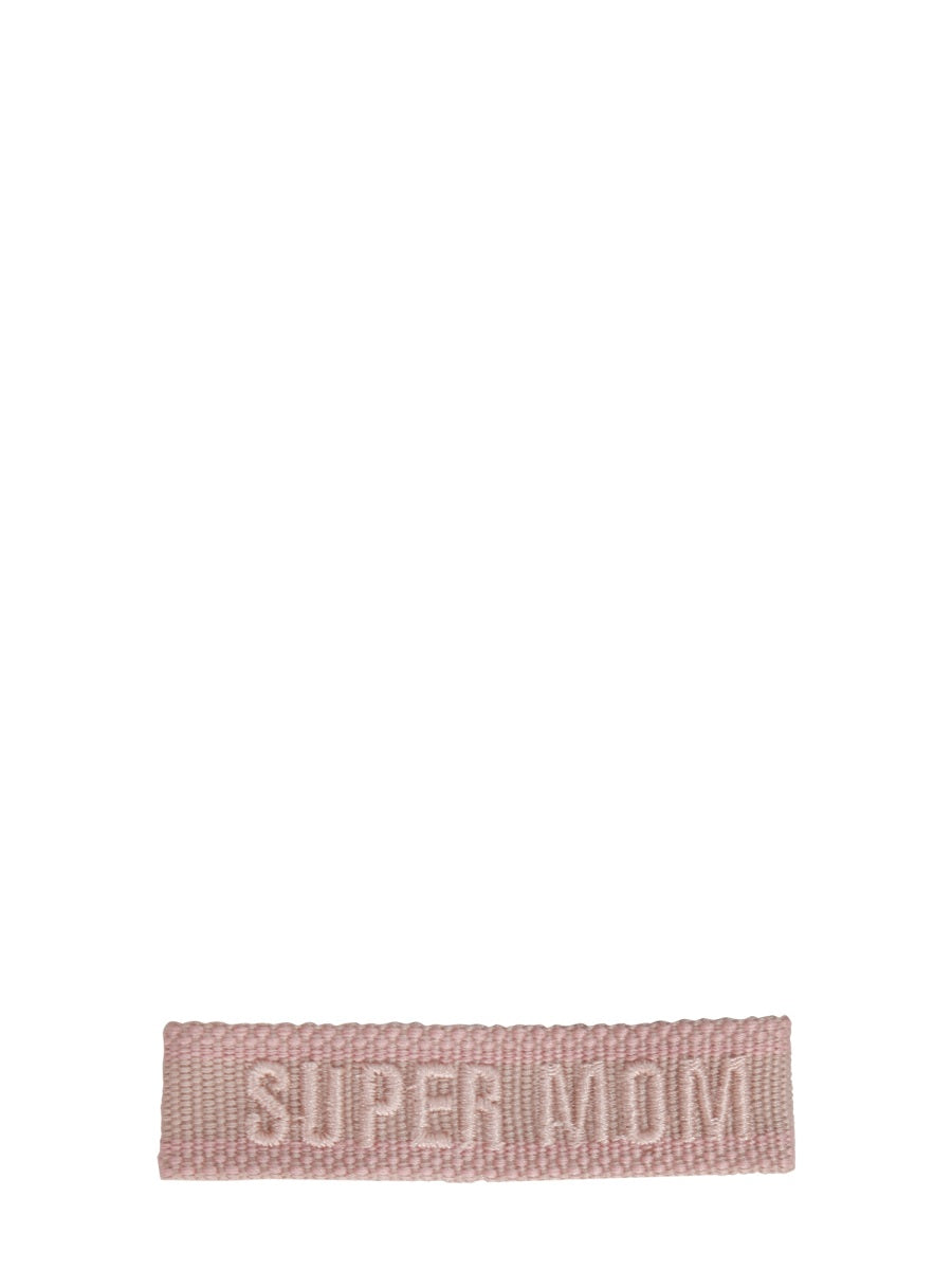 Braided Fabric Bracelet With Embroidery Pink Bracelets