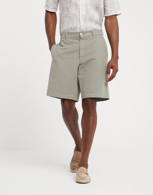 Brunello Cucinelli Mens Sage Cotton Tailored Shorts