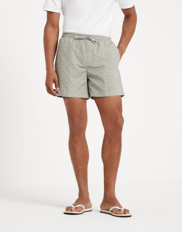 Brunello Cucinelli Mens Sage Patterned Swim Shorts