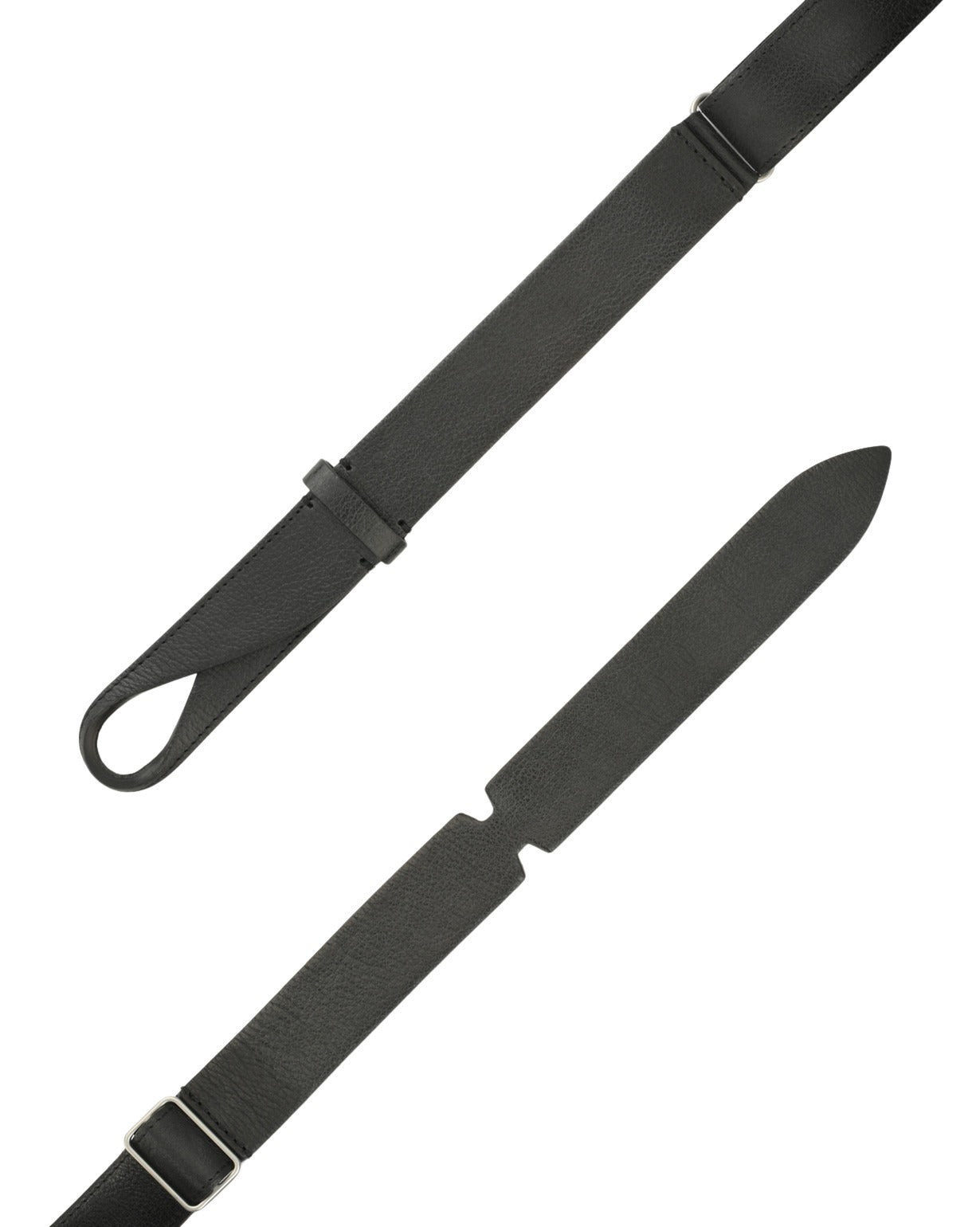 Chevrette Leather Nobuckle Black Belt