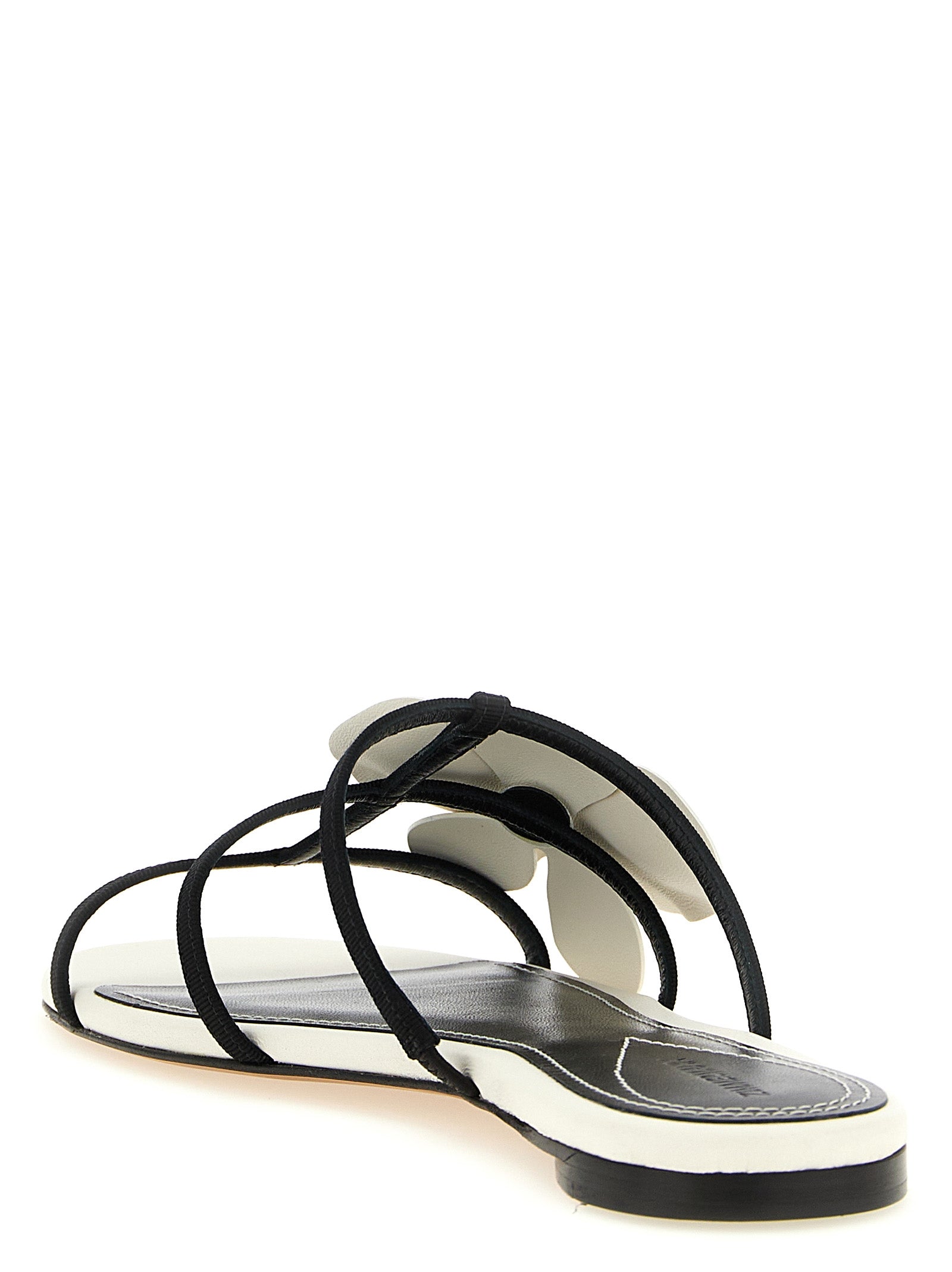 Orchid slides White/black Leather Sandal