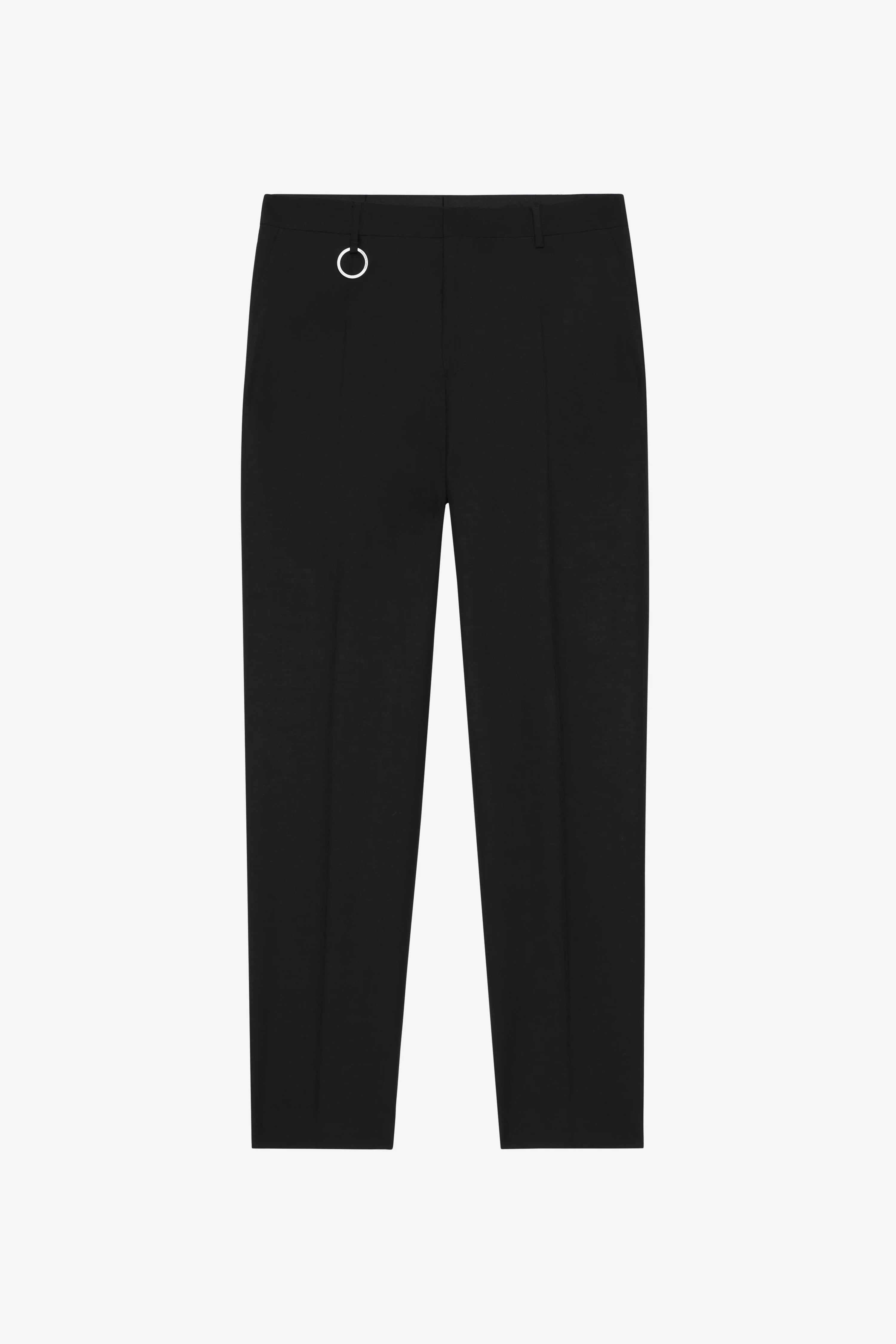 Wool Straight Suit Pant Black Polyester