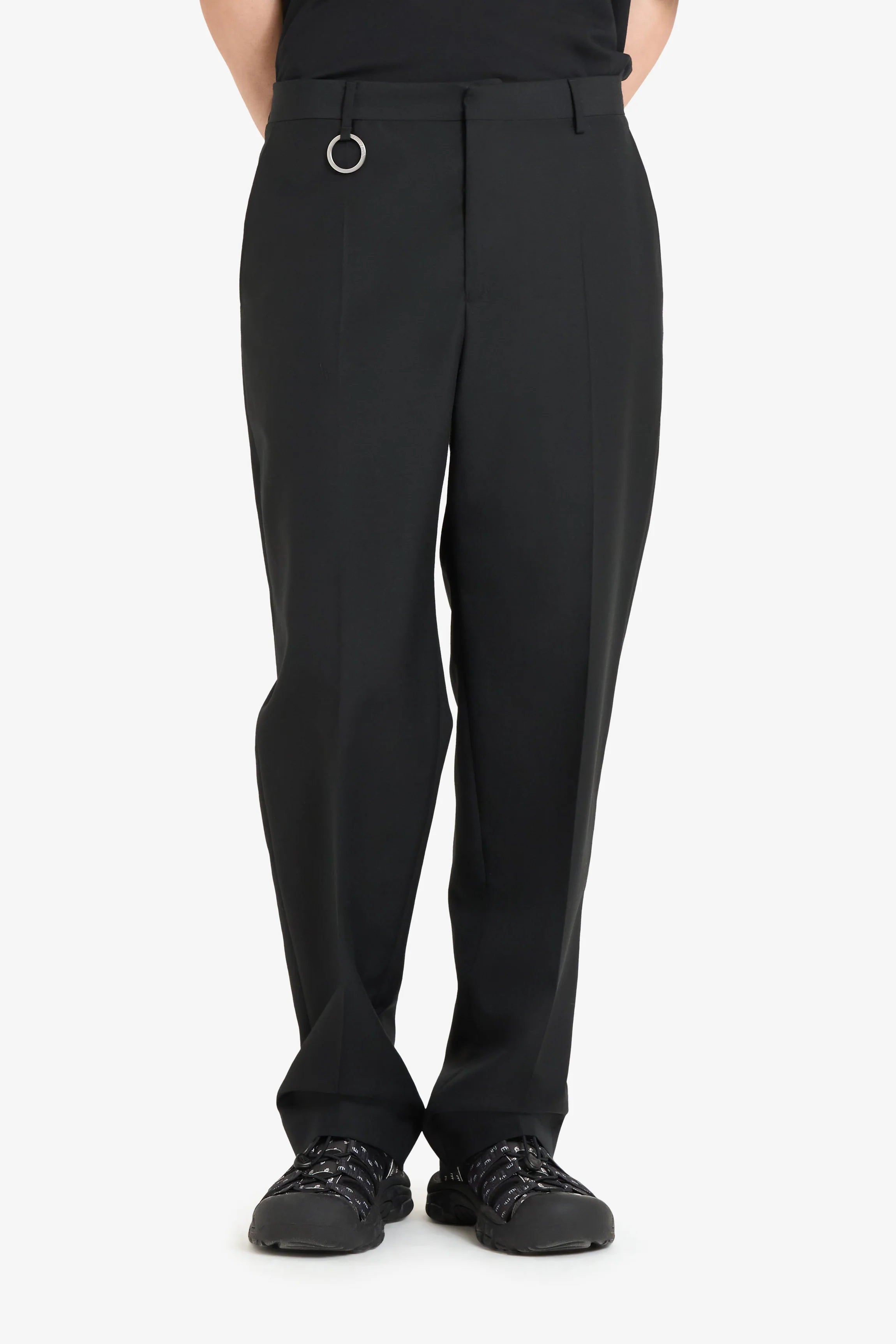 Wool Straight Suit Pant Black Polyester