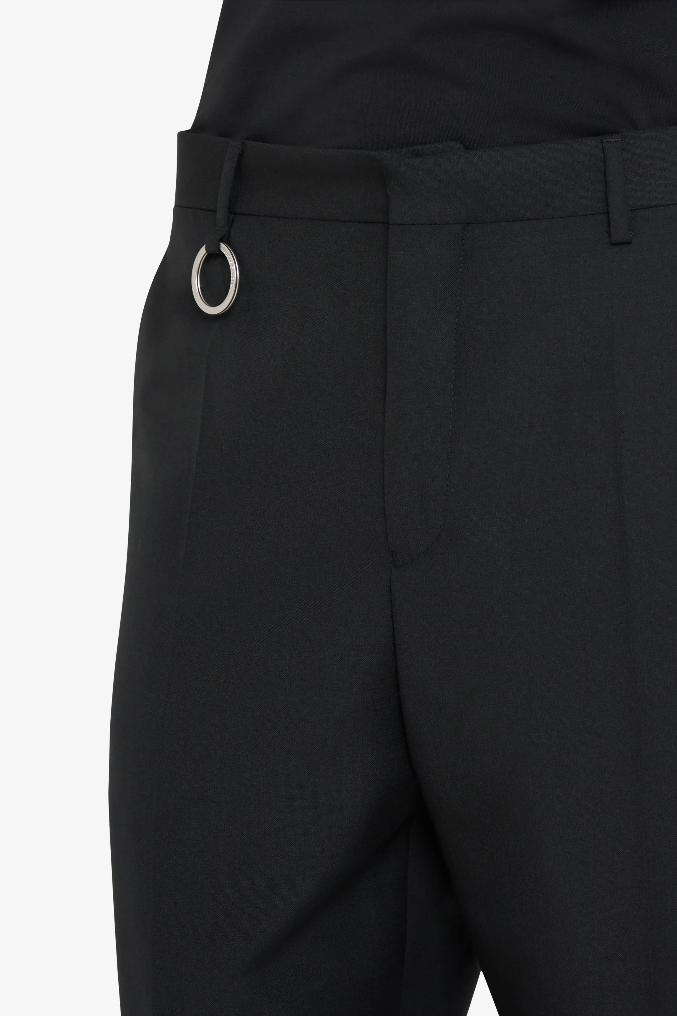Wool Straight Suit Pant Black Polyester