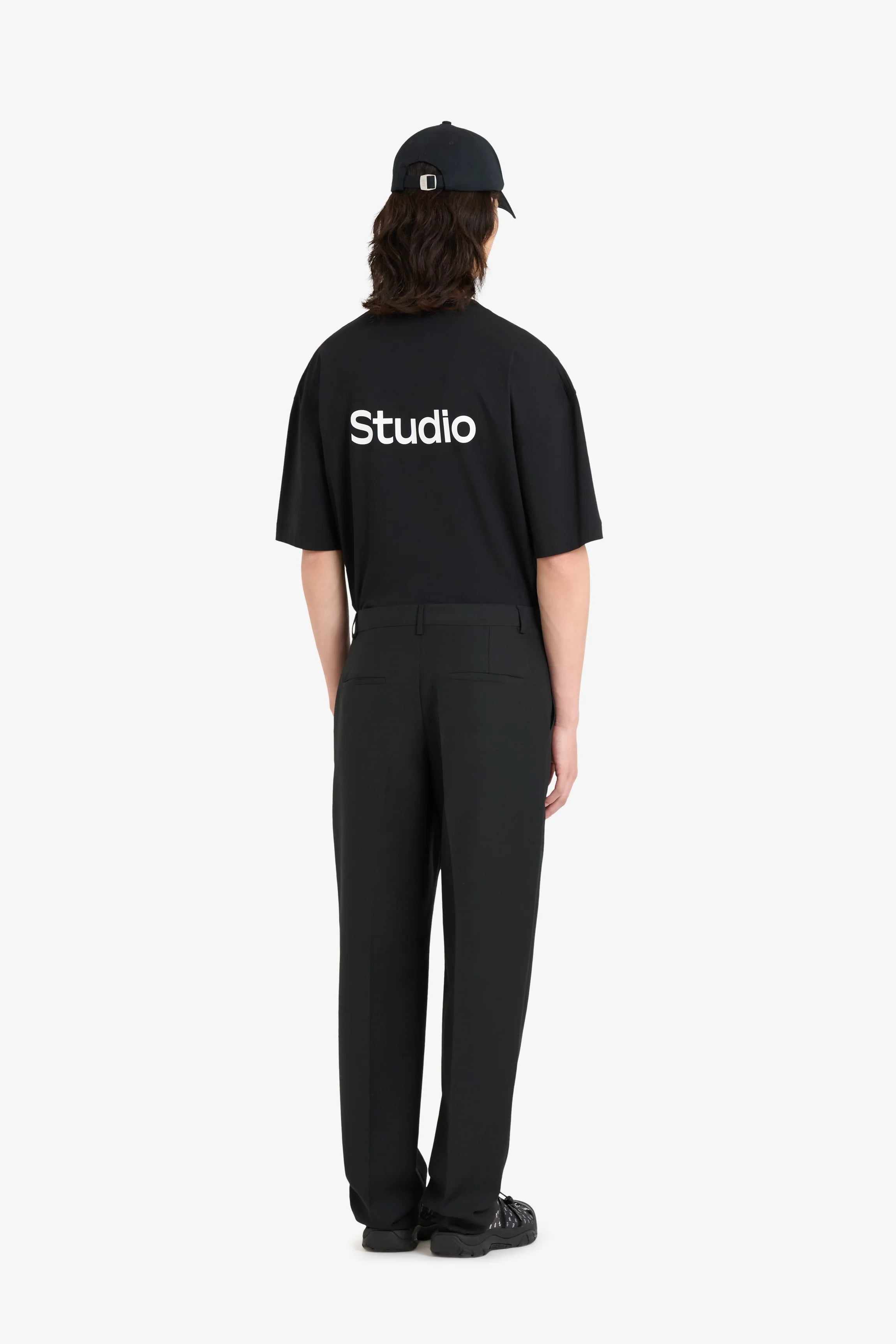 Wool Straight Suit Pant Black Polyester
