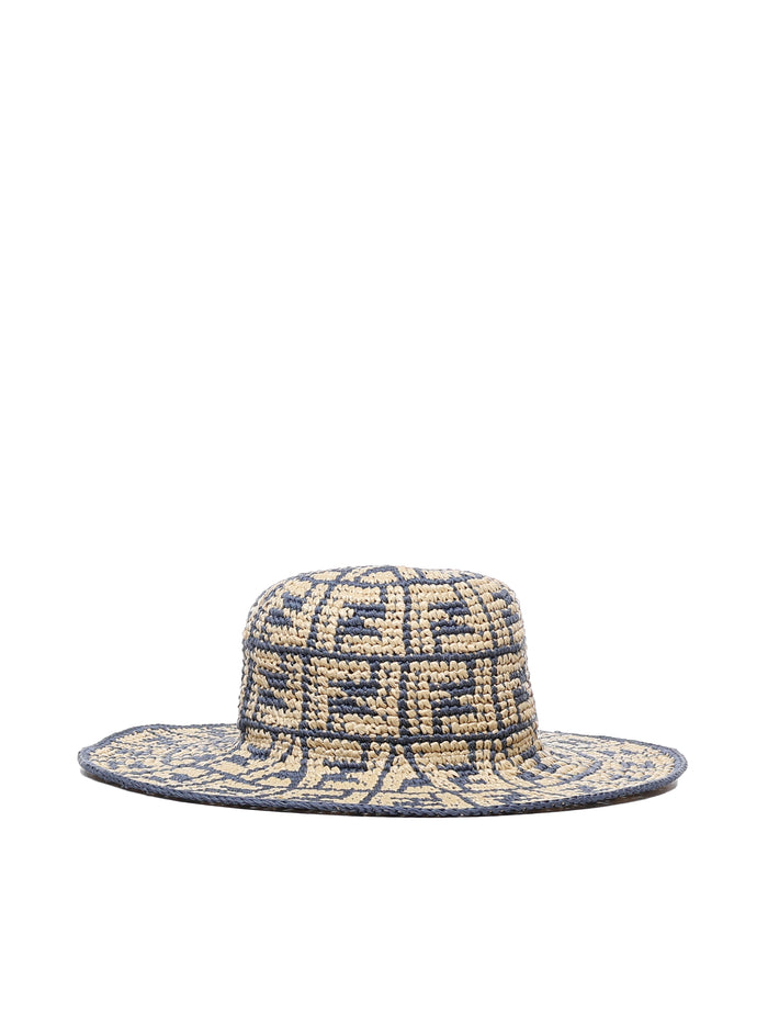 Fendi Hats Blue, Beige Cotton Viscose