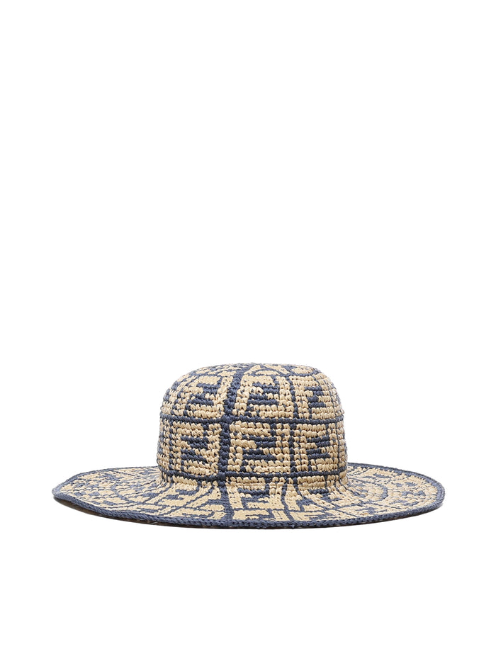 Fendi Hats Blue, Beige Cotton Viscose