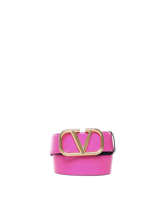 Valentino Garavani Belts Pink Pp/black Calfskin