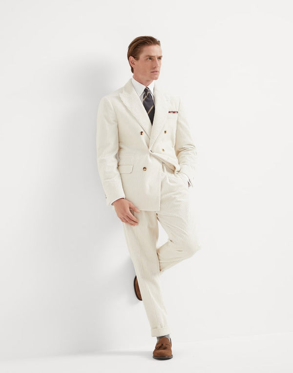 Brunello Cucinelli Mens Milk Double Breasted Cotton Suit