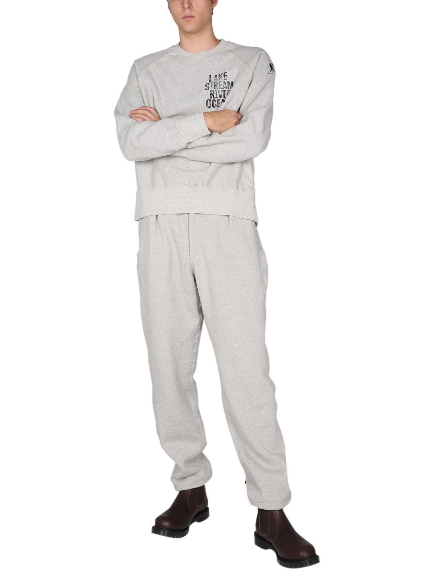 Wide Leg Jogging Trousers Grey Cotton
