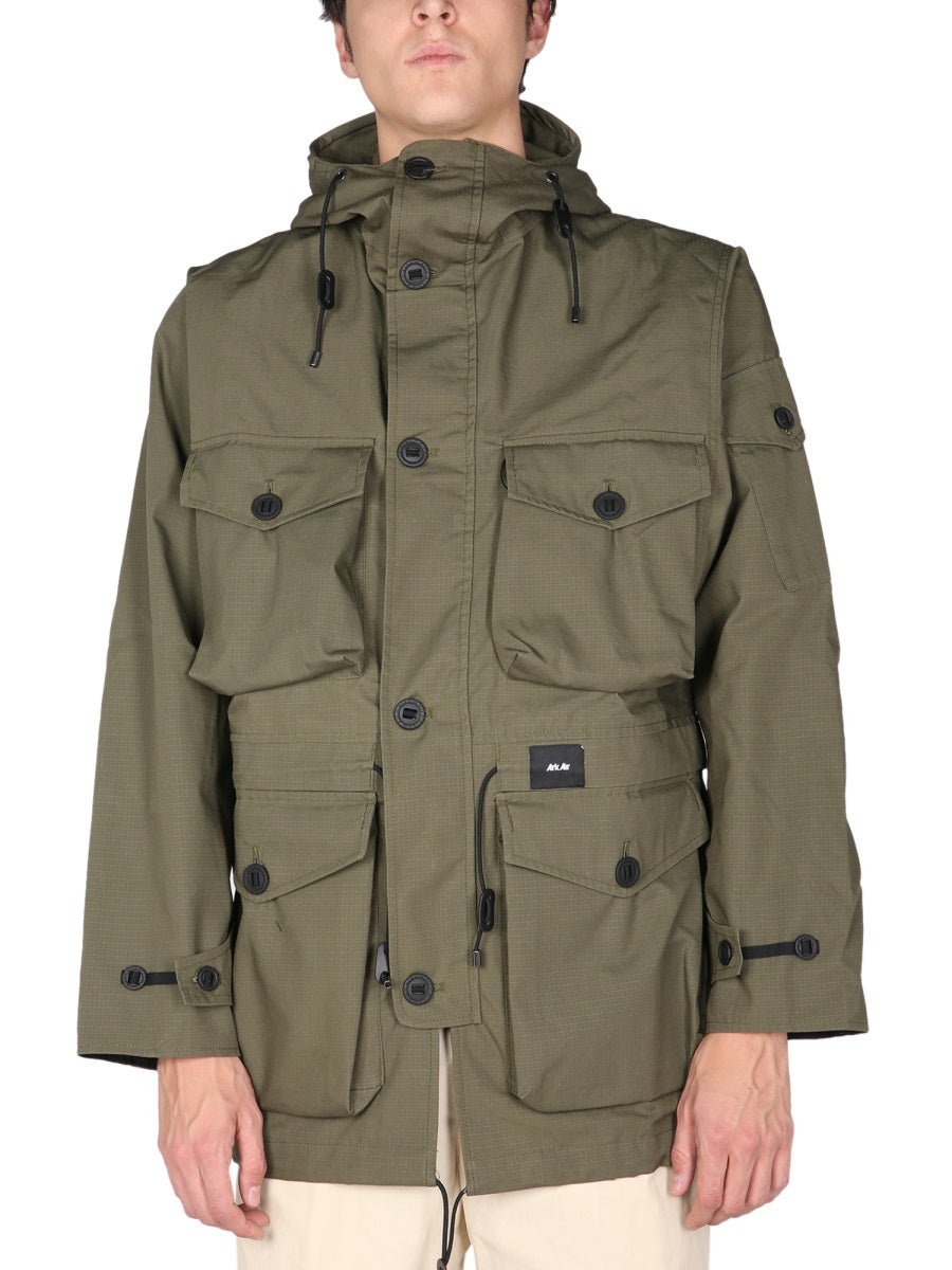 Green Jacket With Hooded Neck