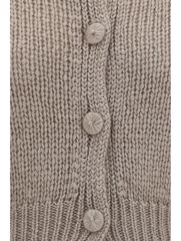 Chunky Knit Cardigan Almond Silk