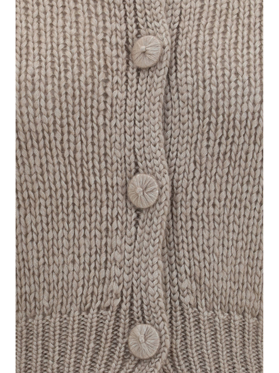 Chunky Knit Cardigan Almond Silk