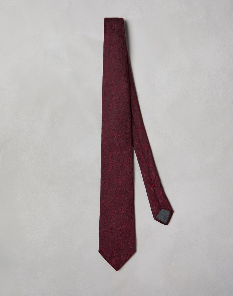 Brunello Cucinelli Mens Coral Silk Jacquard Tie