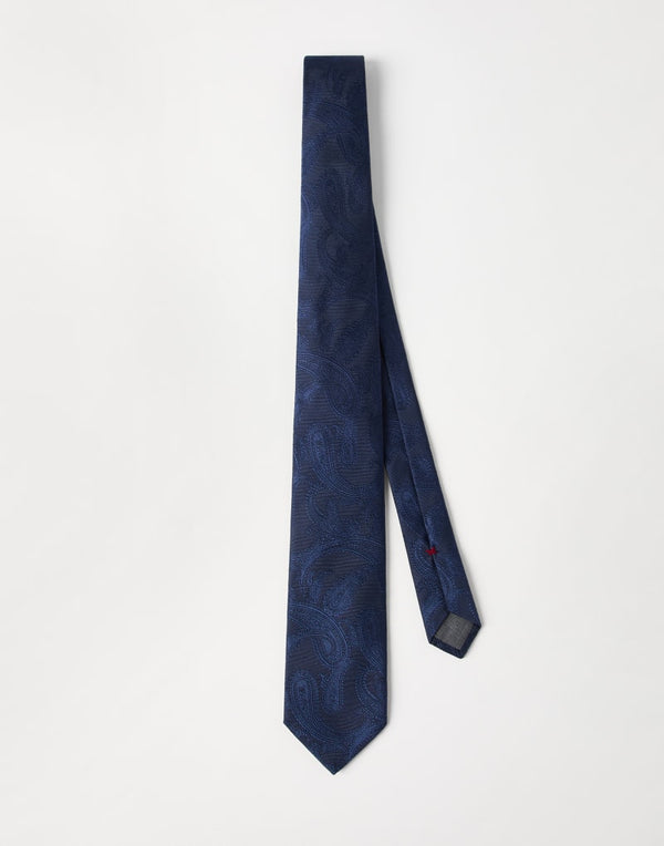 Brunello Cucinelli Mens Sapphire Silk Jacquard Tie