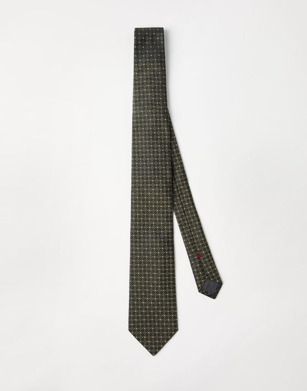 Brunello Cucinelli Mens Kaky Silk Patterned Tie